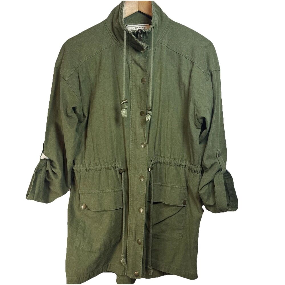 GH Bass Co Utility Military Jacket Women’s Army Green Full Zip Snap Size M‎